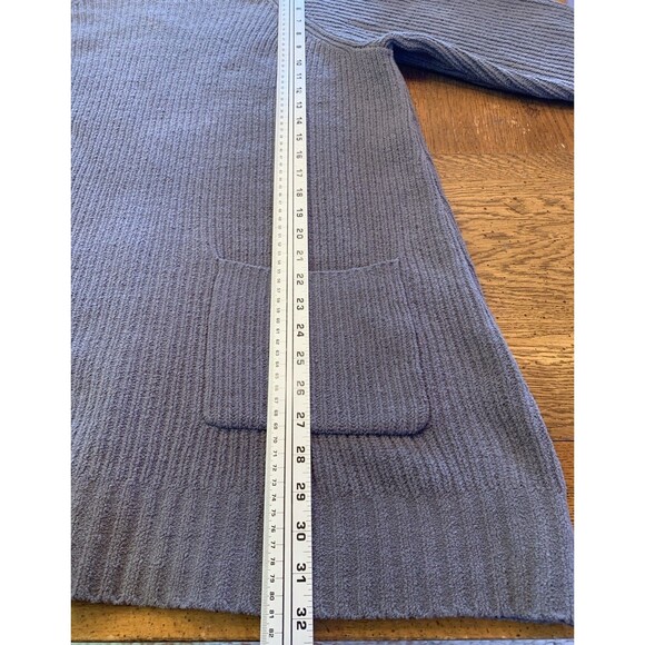Soft Surroundings Ribbed Chenille Sweater Tunic Large Gray Stretchy Soft Pockets - Picture 6 of 7
